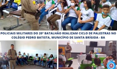 Policiais Militares do 20º Batalhão Realizam ciclo de palestra no colégio Pedro Batista em Santa Brígida/Ba