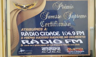 Radio Cidade FM de Santa Brigida recebe certificado de primeiro lugar na cidade