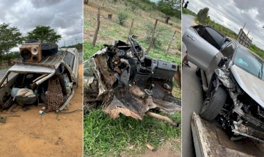 Milagre na BR-110, em Jeremoabo-BA: Voyage se parte ao meio após colisão com SW4 e ocupantes sobrevivem