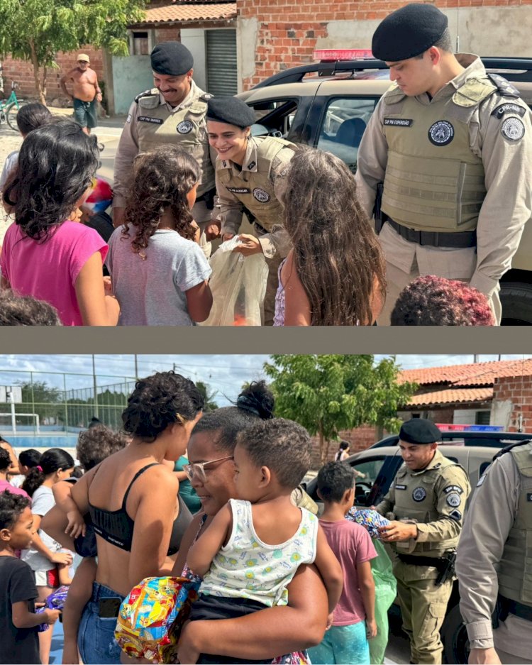 PMBA, Atavés Do 20º BPM E CPR-NE, Realiza Entrega De Brinquedos a Crianças Dos Bairros Marina França e Sargento Jaime, Em Paulo Afonso